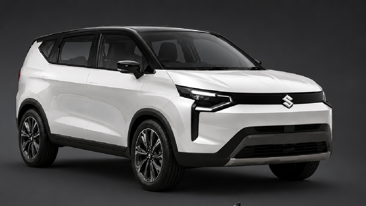 New 3-row Electric Maruti MPV Front Rendering