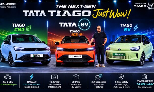 New-Gen Tata Tiago Launched in ICE, CNG and EV