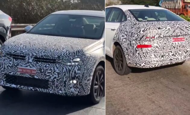 New VW Virtus Facelift Spied Testing